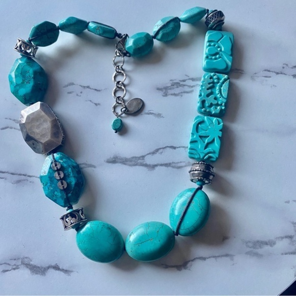 Silpada chunky Turquoise/Sterling Silver Necklace 20” Retired piece Preserved.